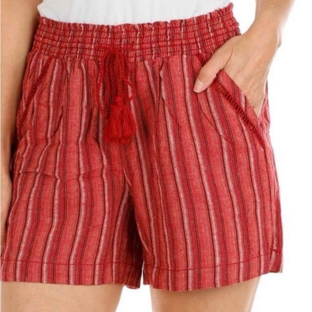Briggs Linen Blend Pull On Shorts, Red